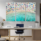 76172085-MGV-CV-36X24-Tropical Shoreline Wall Art Canvas Print, Framed Beach Relaxing Art Picture Print, Aerial Summer Perfect Coastal Vibrant Decor