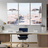 67623952-MGV-FC-48X32-3P_White-Minimalist Beach Wall Art Canvas Print, Framed Pastel Sand Art Picture Print, Beach Aesthetic Perfect Coastal Minimalist Decor