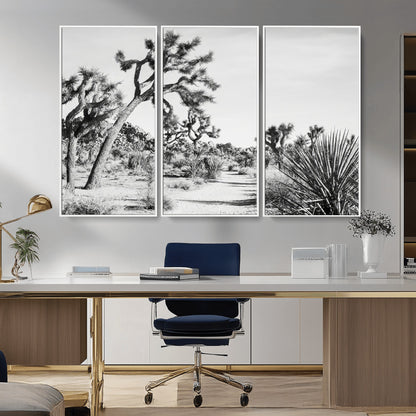 88164251-MGV-CV-36X24-Joshua Tree Wall Art Canvas Print, Framed Desert Path Art Picture Print, Monochrome Desert Perfect Minimalist Desert Decor Artwork
