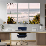 23287092-MGV-CV-36X24-Ocean Surfer Wall Art Canvas Print, Framed Coastal Surf Art Picture Print, Tropical Beach Perfect Tropical Coastal Decor Artwork