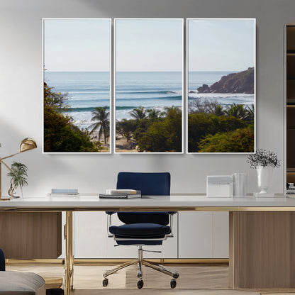 88336640-MGV-CV-36X24-Tropical Beach Scene Wall Art Canvas Print, Framed Coastal Photography Art Picture Print, Ocean Horizon Art Perfect Coastal Boho