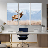 96024025-MGV-CV-36X24-Elk Photography Wall Art Canvas Print, Framed Mountain Wildlife Art Picture Print, Rustic Lodge Decor Perfect Rustic Lodge Decor