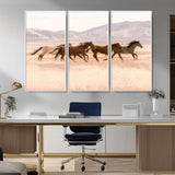 83644685-MGV-CV-36X24-Wild Horse Art Wall Art Canvas Print, Framed Rustic Western Art Picture Print, Desert Horse Scene Perfect Rustic Western Decor