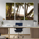 92093951-MGV-CV-36X24-Tropical Jungle Wall Art Canvas Print, Framed Palm Tree Forest Art Picture Print, Coastal Escape Perfect Jungle Retreat Decor