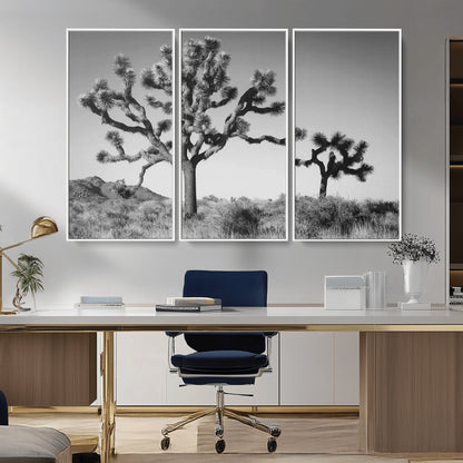 50975475-MGV-CV-36X24-Joshua Tree Art Wall Art Canvas Print, Framed Desert Tree Print Art Picture Print, Black White Nature Perfect Southwestern Boho