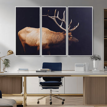 89239257-MGV-CV-36X24-Bull Elk Decor Wall Art Canvas Print, Framed Elk Photography Art Picture Print, Rustic Wildlife Perfect Rustic Lodge Decor Artwork