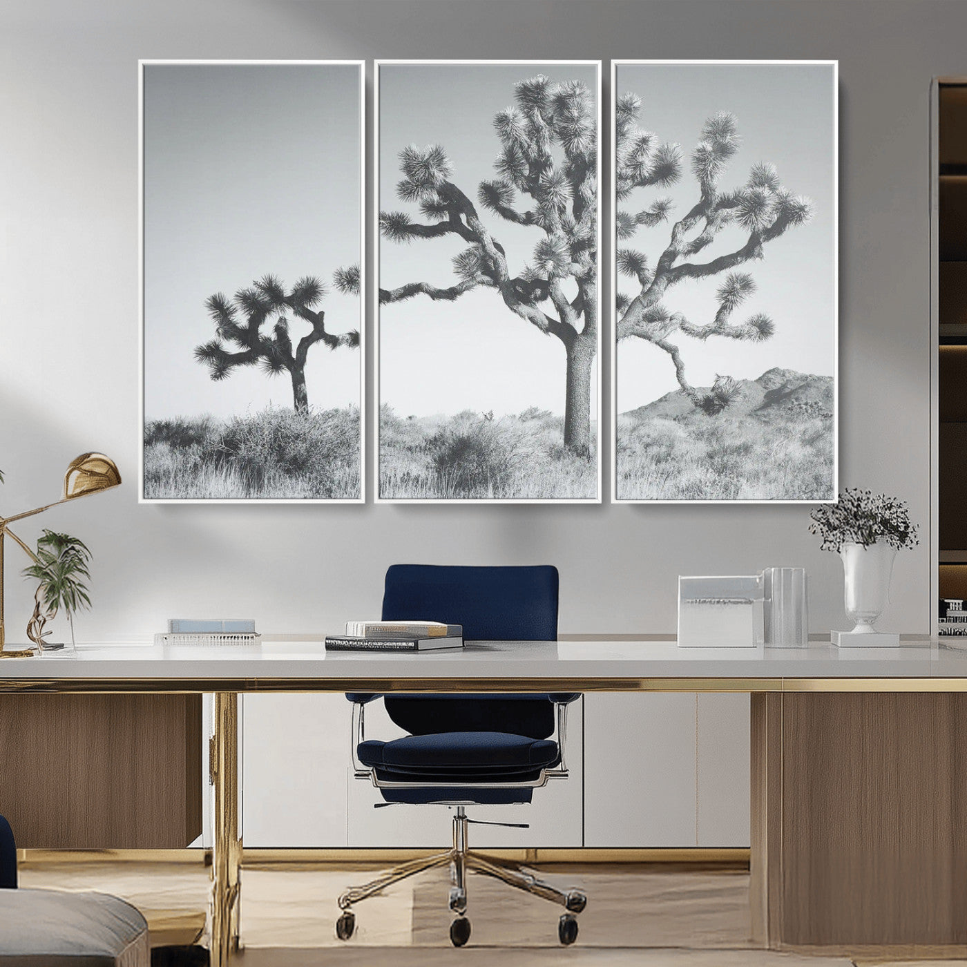 58647785-MGV-CV-36X24-Calm Earthy Aesthetic Wall Art Canvas Print, Framed Arid Terrain Decor Art Picture Print, Joshua Tree Perfect Rustic Minimalist