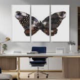 99831147-MGV-CV-36X24-Spotted Butterfly Wall Art Canvas Print, Framed Neutral Insect Theme Art Picture Print, Earthy Wing Pattern Perfect Modern Rustic