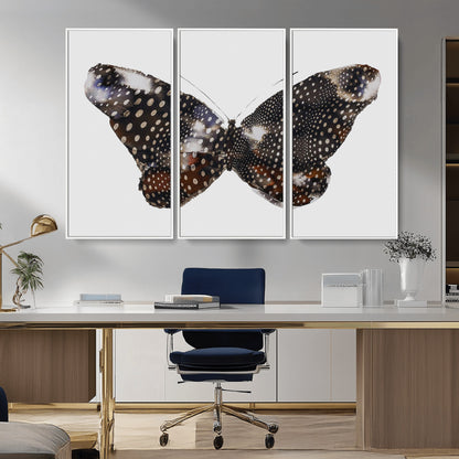 99831147-MGV-CV-36X24-Spotted Butterfly Wall Art Canvas Print, Framed Neutral Insect Theme Art Picture Print, Earthy Wing Pattern Perfect Modern Rustic
