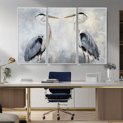 90806932-MGV-CV-36X24-Heron Wall Art Wall Art Canvas Print, Framed Bird Canvas Decor Art Picture Print, Nature Inspired Perfect Coastal Minimalist Decor