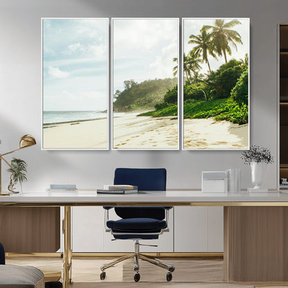 42984524-MGV-CV-36X24-Relaxing Beach Wall Art Canvas Print, Framed Ocean View Art Picture Print, Coastal Serenity Perfect Tropical Coastal Decor Artwork