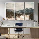 77311749-MGV-CV-36X24-Mountain Landscape Wall Art Canvas Print, Framed Snowy Peaks Art Picture Print, Alpine Aesthetic Perfect Rustic Winter Decor