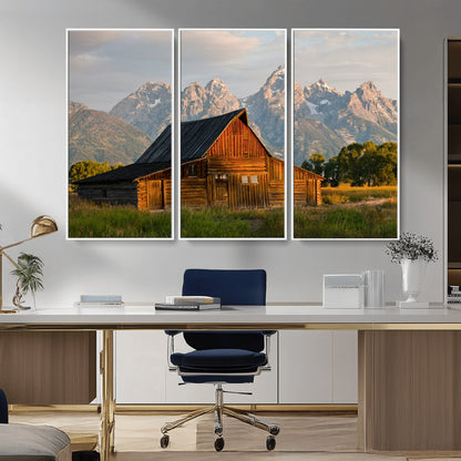 31771014-MGV-CV-36X24-Rustic Barn Wall Art Canvas Print, Framed Western Landscape Art Picture Print, Farmhouse Style Perfect Rustic Farmhouse Decor