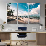 95301406-MGV-CV-36X24-Tropical Beach Wall Art Canvas Print, Framed Ocean Waves Art Picture Print, Relazxing Seascape Perfect Tropical Coastal Decor