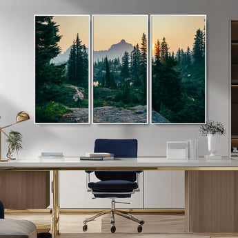 66397982-MGV-CV-36X24-Mountain Landscape Wall Art Canvas Print, Framed Forest Serenity Art Picture Print, Mountain Landscape Perfect Rustic Wilderness