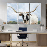 63592811-MGV-CV-36X24-Texas Longhorn Wall Art Canvas Print, Framed Western Rustic Art Picture Print, Farmhouse Decor Perfect Rustic Farmhouse Decor