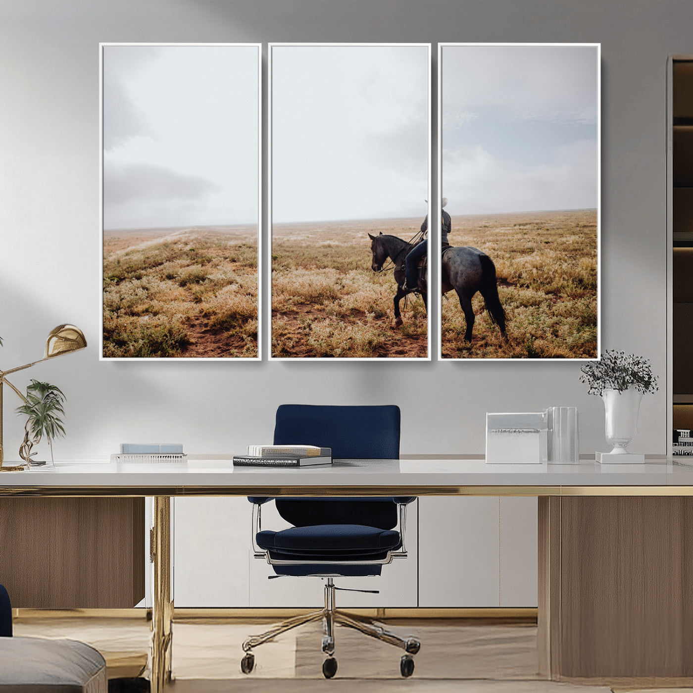 57597730-MGV-CV-36X24-Cowboy Wall Art Wall Art Canvas Print, Framed Western Canvas Art Picture Print, Rustic Ranch Scene Perfect Rustic Western Decor