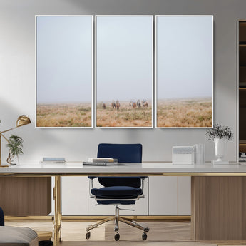 14761944-MGV-CV-36X24-Foggy Plains Wall Art Canvas Print, Framed Horseback Riders Art Picture Print, Rustic Western Perfect Rustic Western Decor Artwork