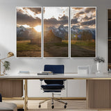 52555760-MGV-CV-36X24-Snowy Peaks Wall Art Canvas Print, Framed Nature Escape Art Picture Print, Rustic Charm Perfect Rustic Western Decor Artwork