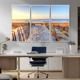 73351887-MGV-FC-48X32-3P_White-Ocean Sunset Wall Art Wall Art Canvas Print, Framed Nautical Photography Art Picture Print, Summer Beach House Decor Perfect
