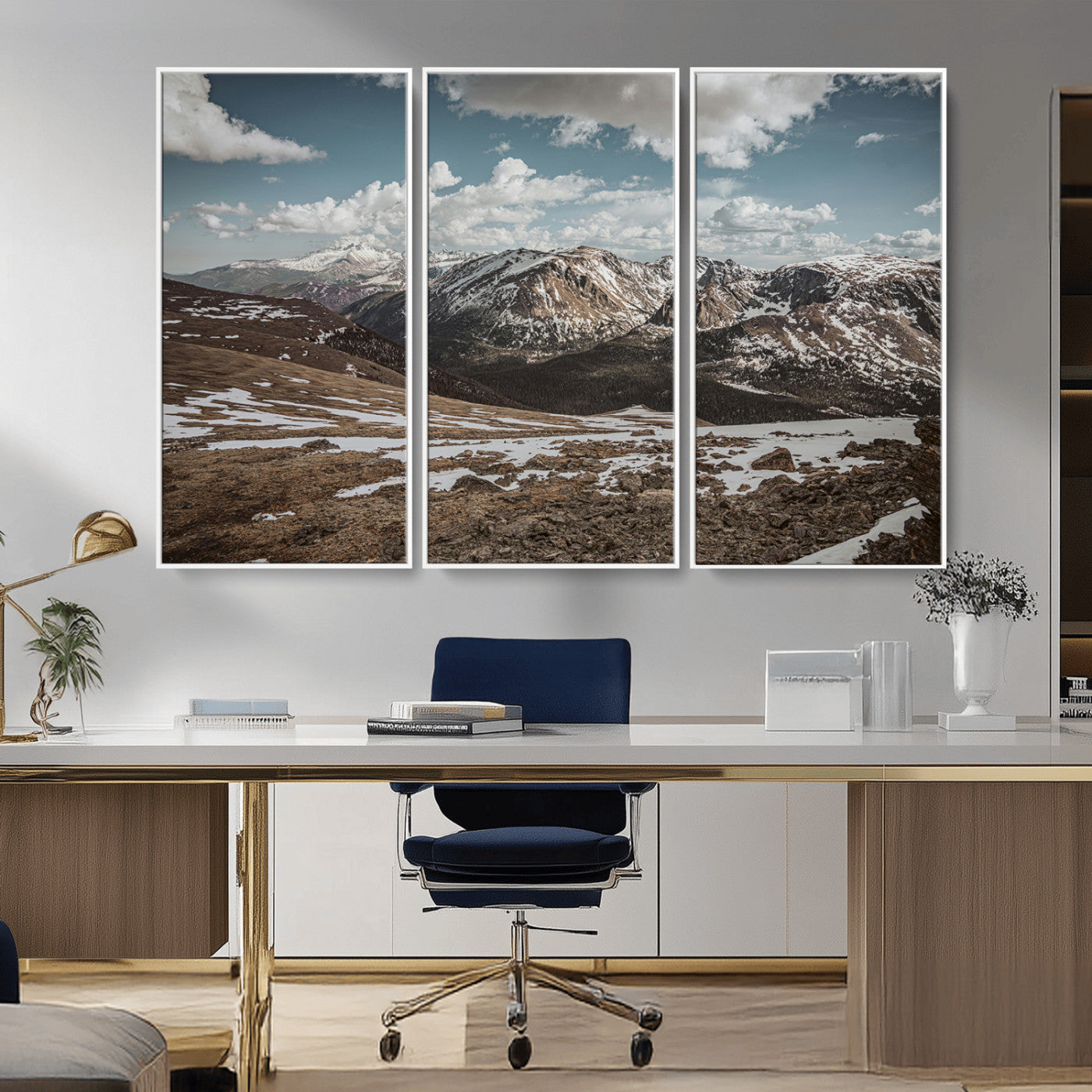 44565953-MGV-CV-36X24-Mountain Landscape Wall Art Canvas Print, Framed Snowy Peaks Art Picture Print, Rugged Highlands Perfect Rustic Adventure Decor