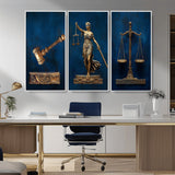 91629053-MGV-CV-36X24-Lady Justice Wall Art – Golden Gavel and Scales Canvas Print, Elegant Legal Office Decor for Lawyers, Judges, Courtroom or Study