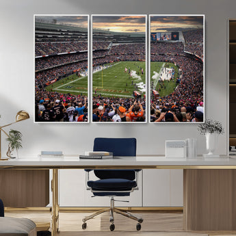 87578930-MGV-CV-36X24-Soldier Field Wall Art – Chicago Bears Football Stadium Sunset Canvas Print, Game Day Sports Decor for Man Cave, Bar, Office, or