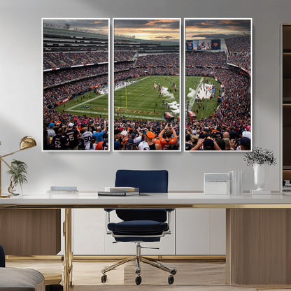 87578930-MGV-CV-36X24-Soldier Field Wall Art – Chicago Bears Football Stadium Sunset Canvas Print, Game Day Sports Decor for Man Cave, Bar, Office, or