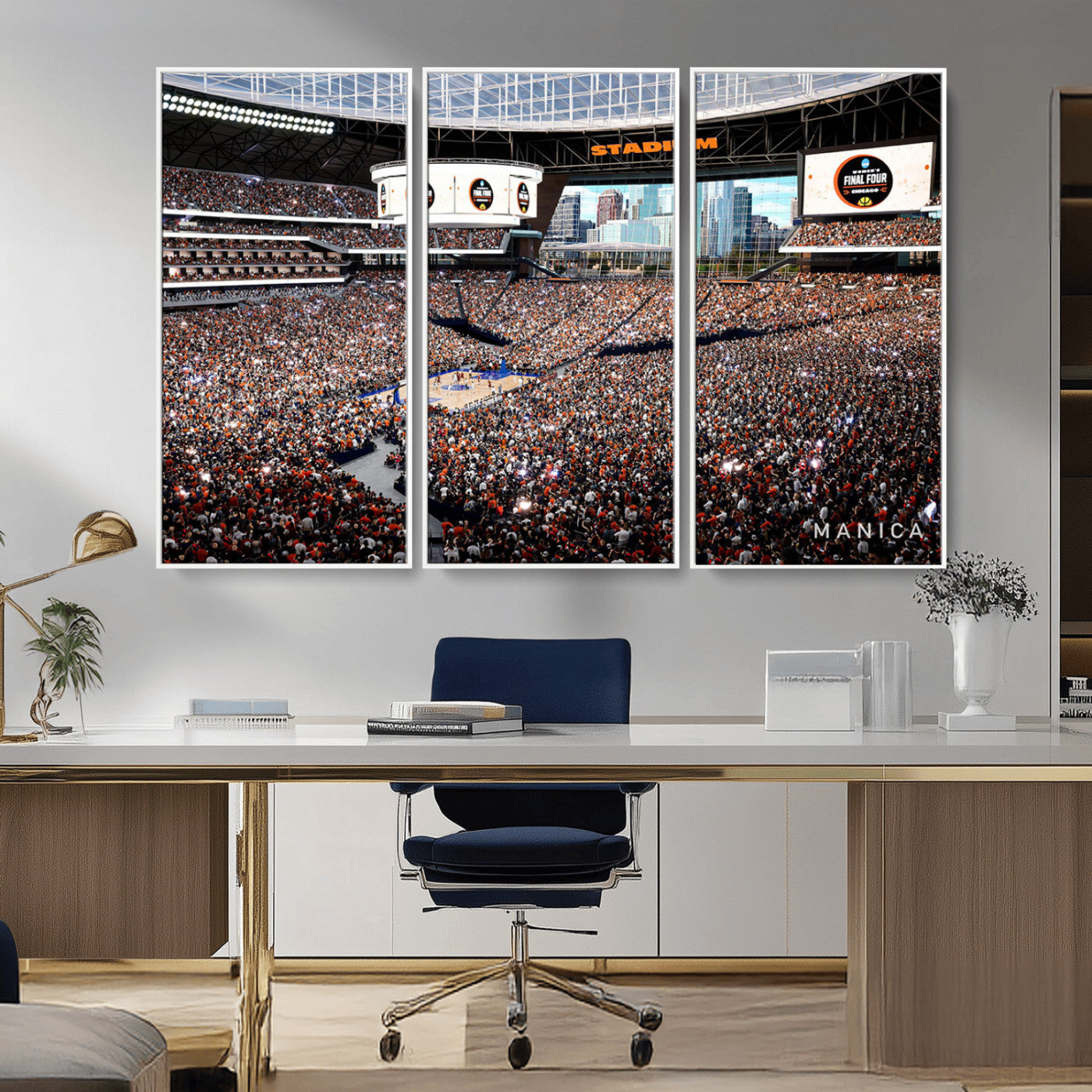 38616413-MGV-CV-36X24-Chicago Dome Stadium Wall Art – Futuristic Basketball Final Four Arena Canvas Print, Modern Sports Fan Decor for Man Cave or