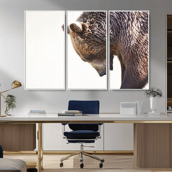 14405507-MGV-FC-48X32-3P_White-Bear Wall Art – Wildlife Canvas Print with Rustic Animal Portrait and Minimalist Background, Nature Inspired Photography for