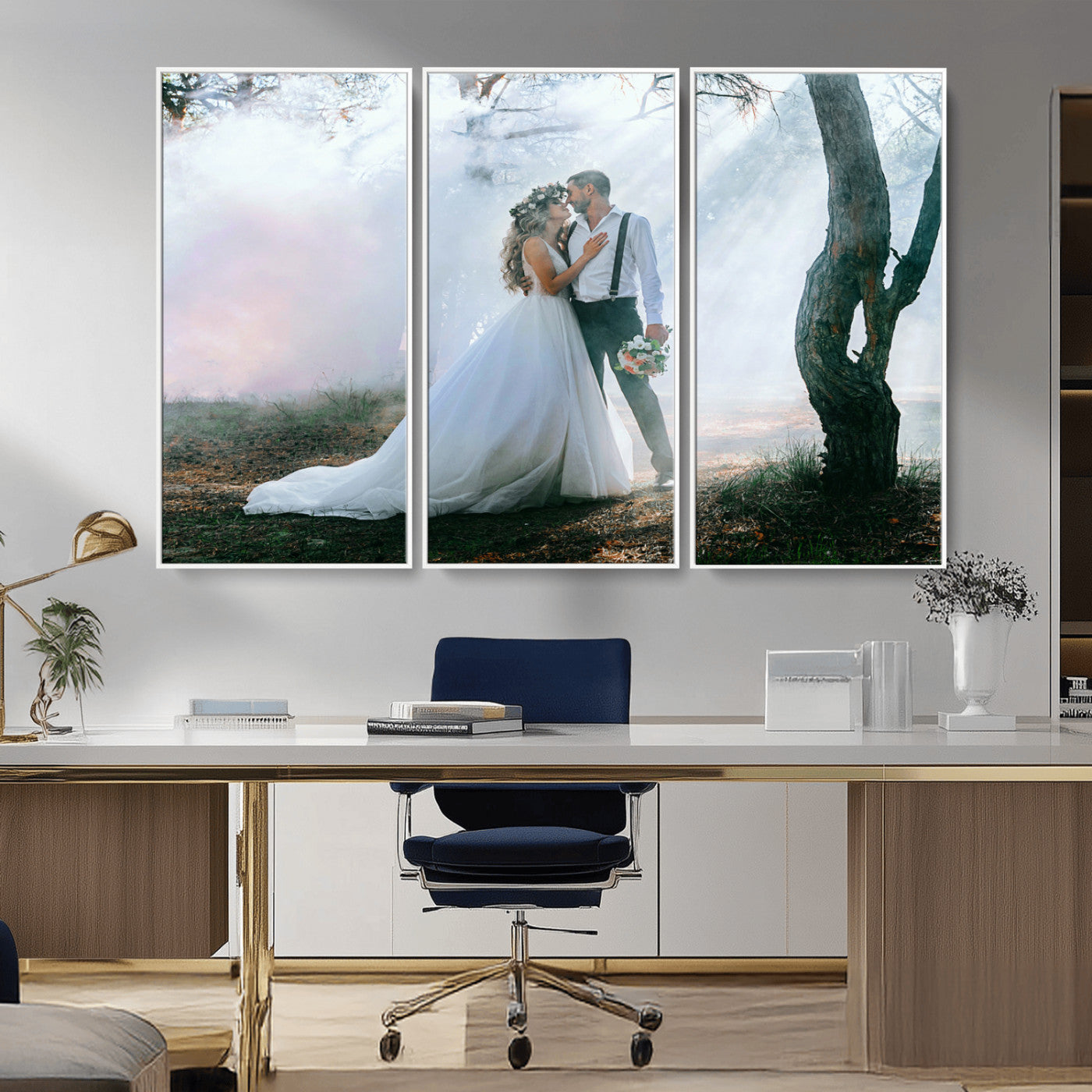 CSTM913-MGV-CV-36X24-Framed Wedding Canvas Print - Custom Wall Art Keepsake for Couples, Elegant Home Decoration Gift, Create Your Own Photo Canvas