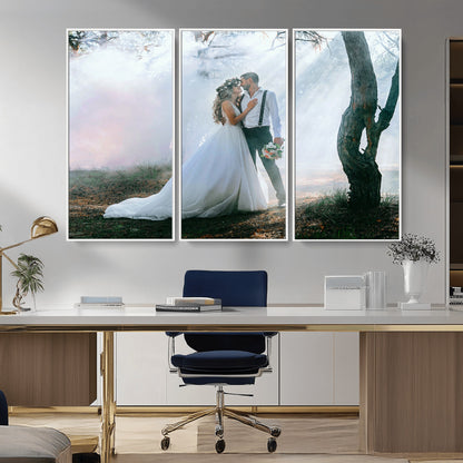 CSTM913-MGV-CV-36X24-Framed Wedding Canvas Print - Custom Wall Art Keepsake for Couples, Elegant Home Decoration Gift, Create Your Own Photo Canvas