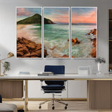 53831025-MGV-CV-36X24-Coastal Landscape Wall Art – Tropical Beach Ocean Canvas Print, Sunset Mountain View Photography Decor for Living Room, Bedroom,