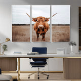 16316734-MGV-CV-36X24-Texas Longhorn Wall Art – Rustic Bull Portrait Canvas Print, Western Farmhouse Animal Photography Decor for Living Room, Office,