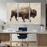 54810031-MGV-CV-36X24-Western Wall Art – Snow Covered Bison Canvas Print, Rustic Wildlife Photography Decor for Bedroom, Living Room, Office, Lodge,