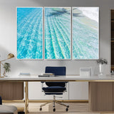 46233906-MGV-CV-36X24-Coastal Wall Art – Turquoise Ocean Waves and White Sand Canvas Print, Tropical Beach Photography Decor for Bedroom, Living Room,