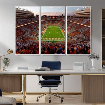 37160229-MGV-CV-36X24-Tennessee Volunteers Wall Art – Neyland Stadium Sunset Checkerboard Game Canvas Print, Vols Football Panorama Sports Decor