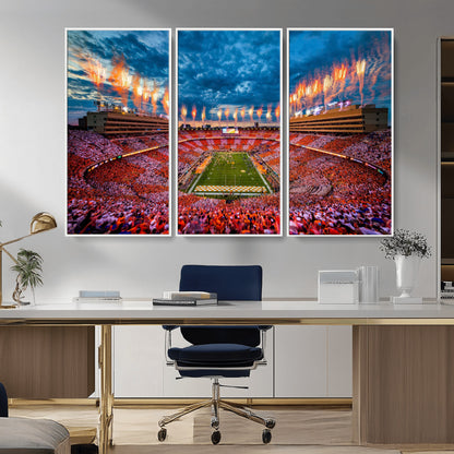 94266219-MGV-CV-36X24-Neyland Stadium Wall Art – Panoramic Tennessee Volunteers Checkerboard Crowd Fireworks Canvas Print, Football Game Day Sports