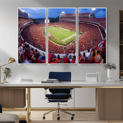 10244378-MGV-CV-36X24-Sanford Stadium Wall Art – Panoramic Georgia Bulldogs Day Game Football Canvas Print, Game Day Crowd Sports Decor for Office, Man
