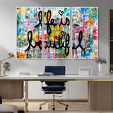36856-MGV-CV-36X24-Life Is Beautiful Wall Art – Colorful Graffiti Canvas Print, Modern Street Style Artwork, Inspirational Decor for Living Room,
