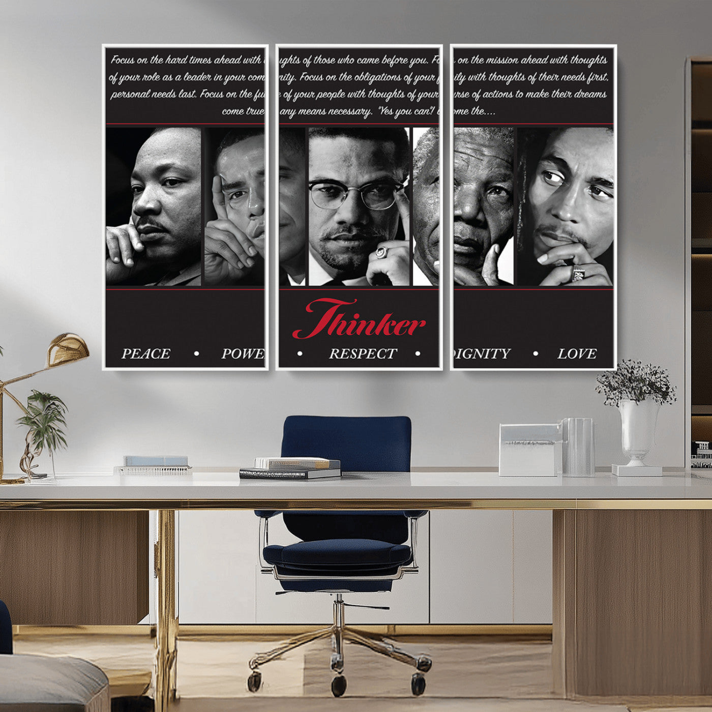 45112-MGV-CV-36X24-Black Icons Wall Art Canvas Print, Framed Thinker Art Picture Print, Motivational Quote Perfect Cultural Modern Decor Artwork