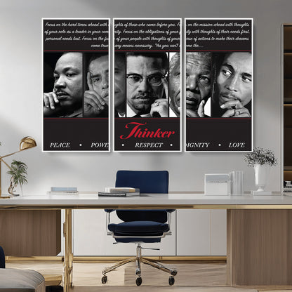 45112-MGV-CV-36X24-Black Icons Wall Art Canvas Print, Framed Thinker Art Picture Print, Motivational Quote Perfect Cultural Modern Decor Artwork