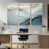 53646-MGV-CV-36X24-Ocean Wave Wall Art Canvas Print, Framed Textured Seascape Art Picture Print, Modern Ocean Perfect Minimal Coastal 2/2 Decor