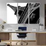 89033-MGV-CV-36X24-Eiffel Tower Wall Art – Dramatic Black and White Architectural Canvas Print, Modern Paris Decor for Office, Living Room or