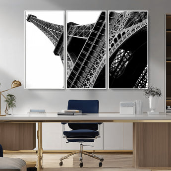 89033-MGV-CV-36X24-Eiffel Tower Wall Art – Dramatic Black and White Architectural Canvas Print, Modern Paris Decor for Office, Living Room or