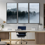 42596-MGV-CV-36X24-Misty Forest Wall Art – Atmospheric Pine Trees Canvas Print, Nature Landscape Decor for Living Room, Bedroom, Office, or Cabin