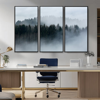 42596-MGV-CV-36X24-Misty Forest Wall Art – Atmospheric Pine Trees Canvas Print, Nature Landscape Decor for Living Room, Bedroom, Office, or Cabin