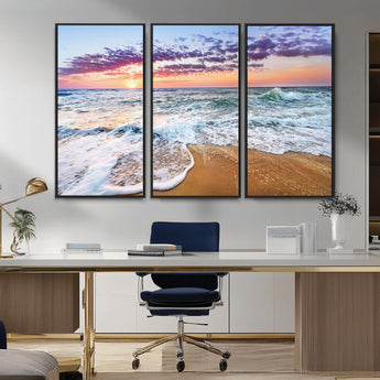 53006-MGV-CV-36X24-Ocean Beach Sunset Wall Art – Vibrant Seascape Canvas Print, Coastal Home Decor for Living Room, Bedroom, Office or Beach House