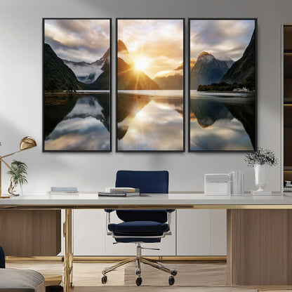 78842-MGV-CV-36X24-Sunrise Mountain Reflection Wall Art – Stunning Nature Landscape Canvas Print for Home, Office, Living Room or Relaxing Space