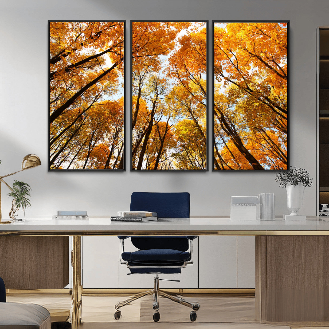 11823-MGV-CV-36X24-Golden Autumn Tree Canopy Wall Art – Stunning Fall Forest Leaves Print, Warm Seasonal Nature Decor for Home, Office or Cabin